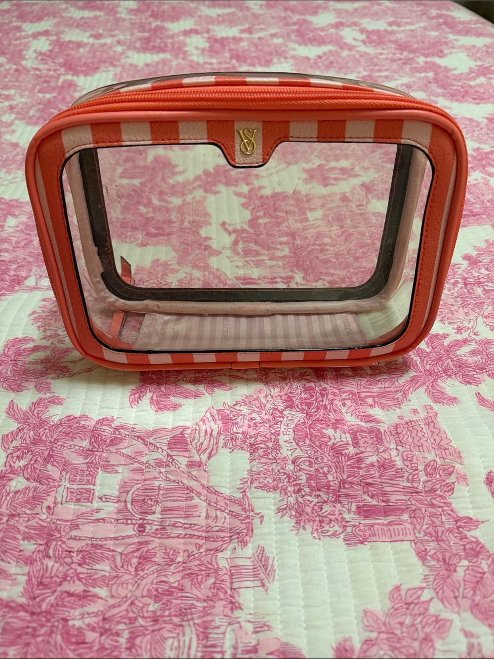 Victoria's Secret Coral Pink Clear-Front Phone Case Organizer